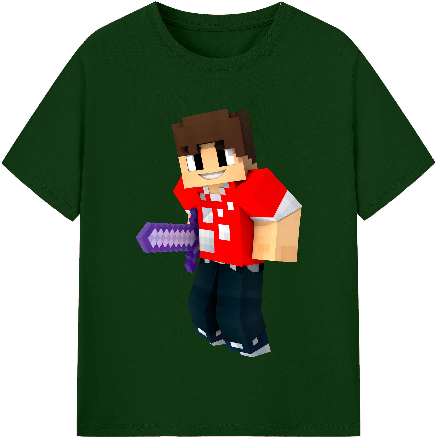 （画像用） マインクラフト ブロックの世界 Minecraft MC Block world 綿100％半袖Tシャツ（フロントプリント）